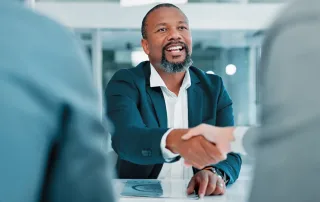 Businessman meeting clients