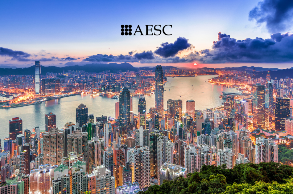 Hong Kong city The city of Hong Kong at sunset with a cloudy sky