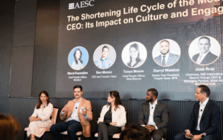 The Shortening Life Cycle of the Modern CEO Its Impact on Culture and Engagement panel takes the stage