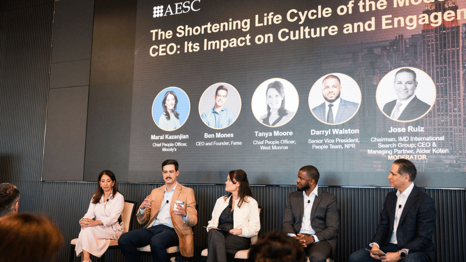 ShorteningShelfLifeArticle The Shortening Life Cycle of the Modern CEO Its Impact on Culture and Engagement panel takes the stage